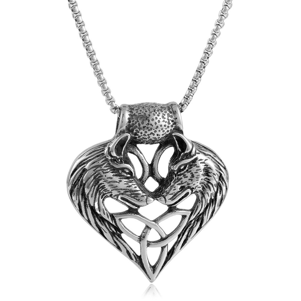 European And American Stainless Steel Wolf Pendant Necklace