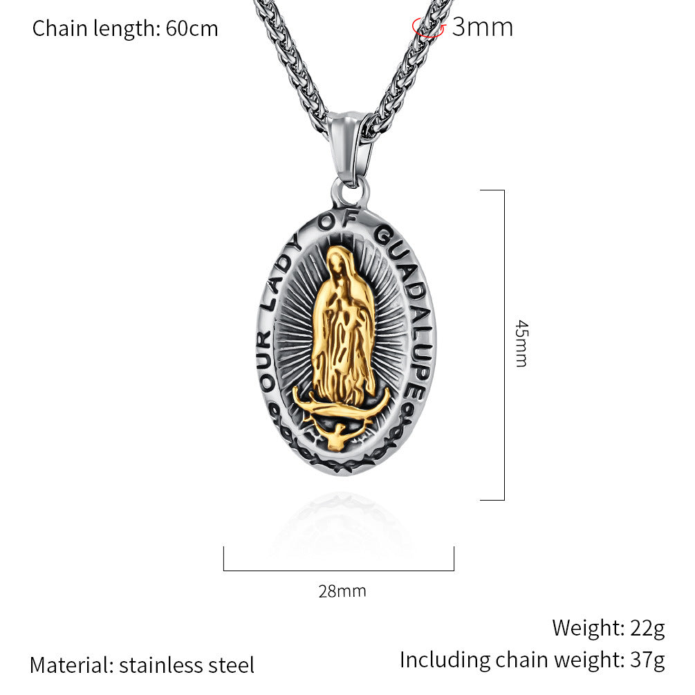 Planderful Virgin Necklace Retro Personalized Titanium Steel Literary Pendant For Vintage Jewelry Lovers