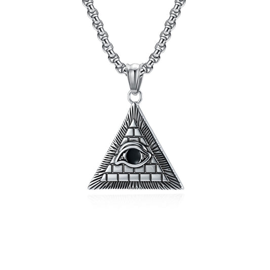 Eye Of Horus Necklace Titanium Steel Pendant For Men By Planderful Ancient Egyptian Pyramid Jewelry Protective Wear