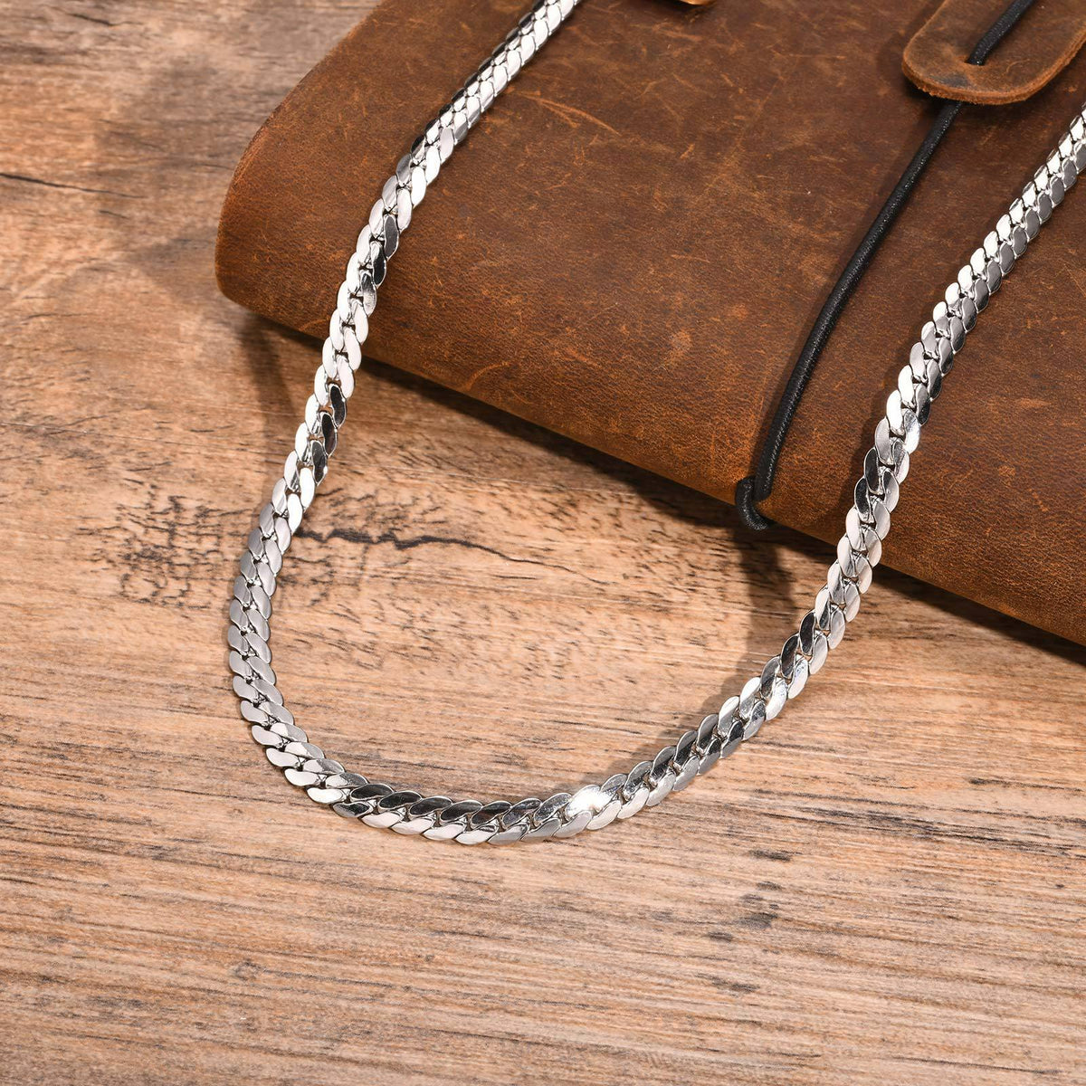 Men's Stainless Steel Flat Nk Chain Necklace Steel