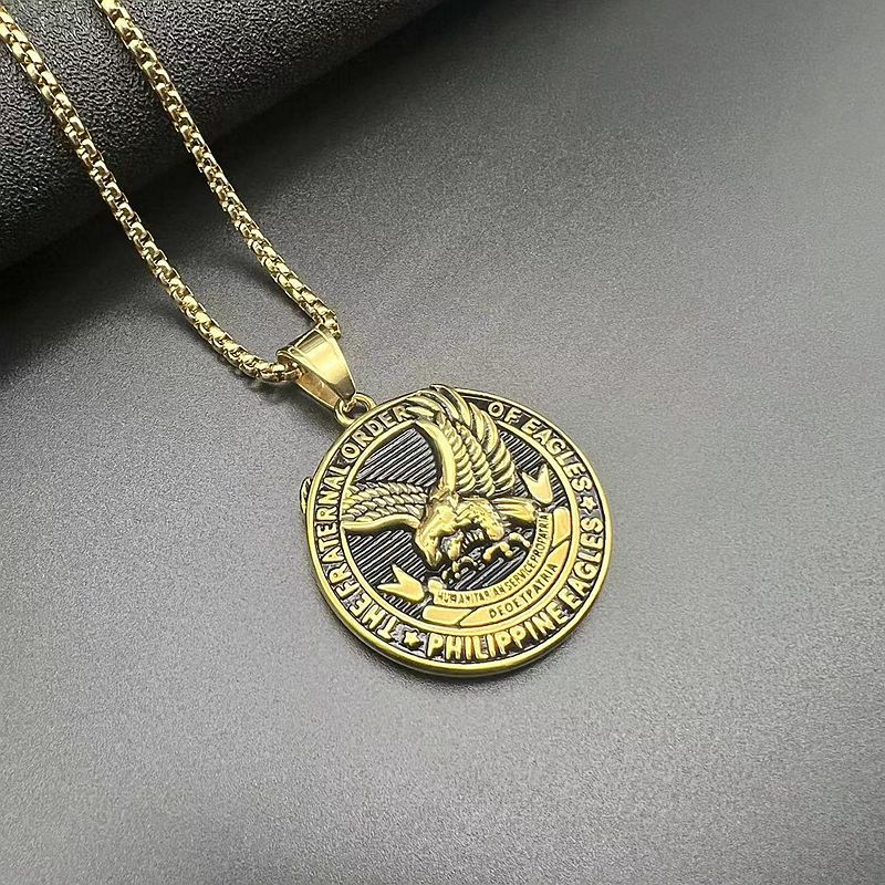 Steel Necklace – Vintage Gold Plated Retro Letter Pendant For Everyday Wear By Planderful