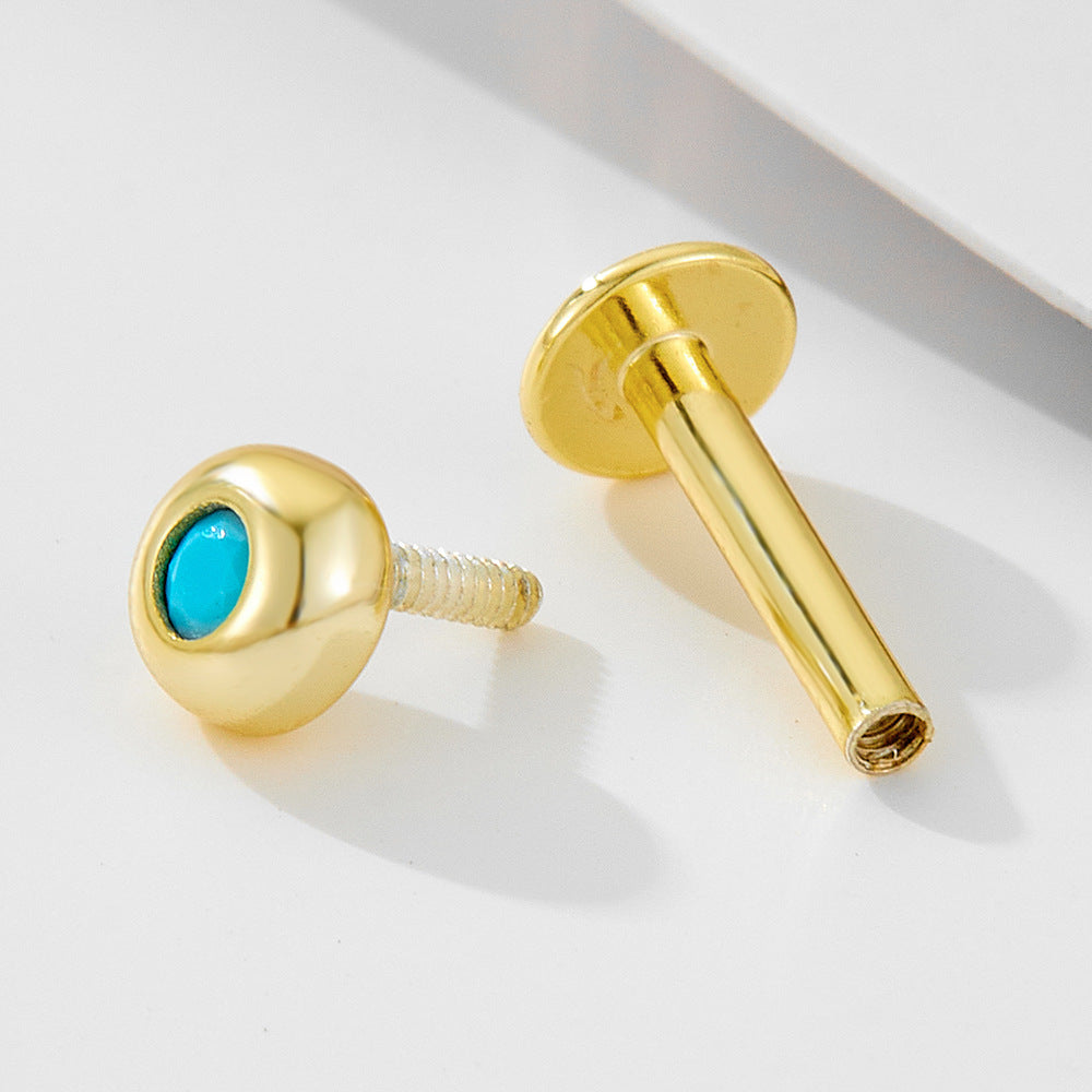 Planderful S925 Sterling Silver Turquoise Piercing Stud Earrings For Fashion Forward Women