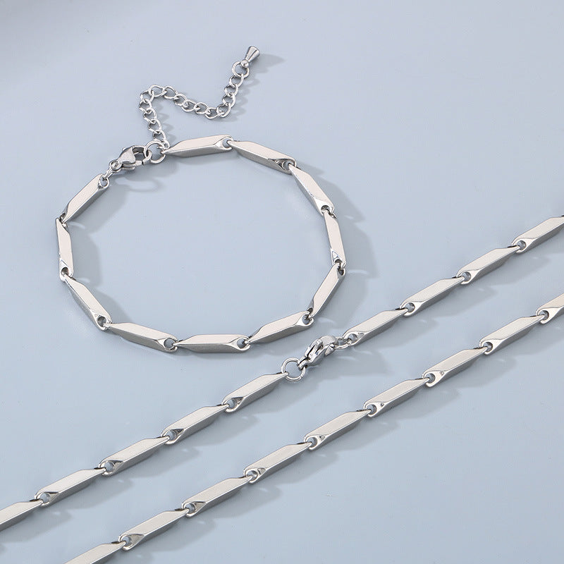 Hip Hop Personalized Rhombus Bamboo Chain Necklace for Men