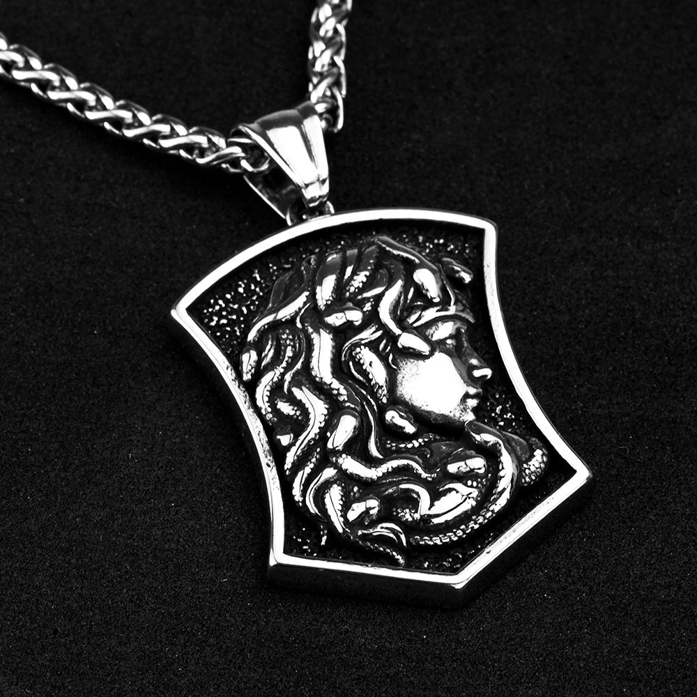 European And American Jewelry Stainless Steel Men's Pendant Necklace Retro Medusa Design