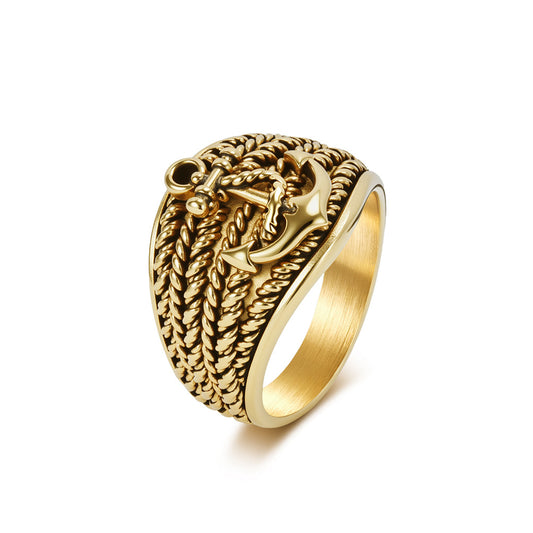 Vintage Anchor Stainless Steel Men's Ring