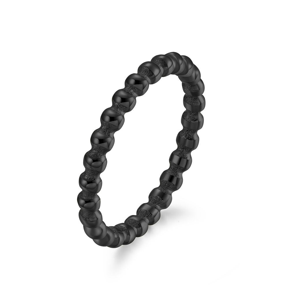 Planderful Everyday Genie Titanium Steel Stackable Ring For Women Beaded Round Beads Minimal Bold Jewelry