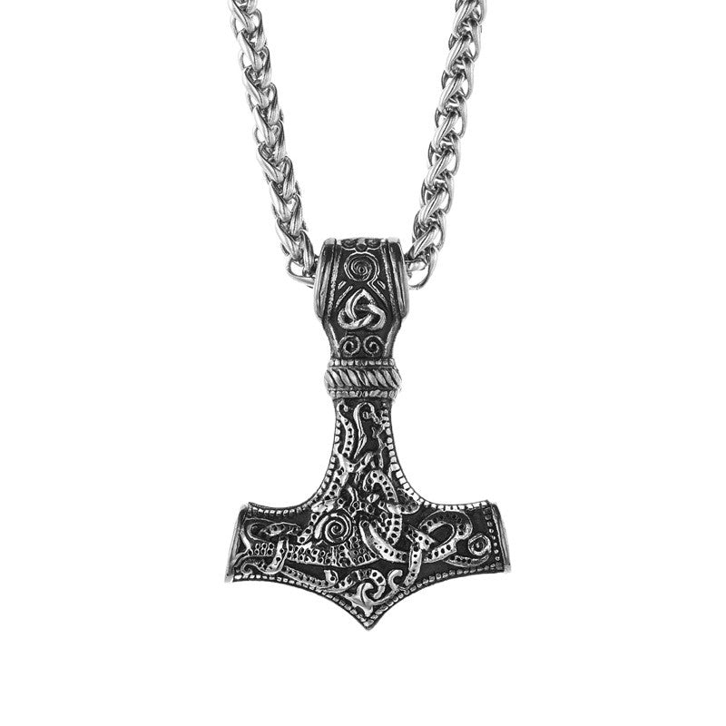 Planderful Nordic Viking Necklace For Men Engraved Steel Pendant Heritage Inspired Durable Style Gift