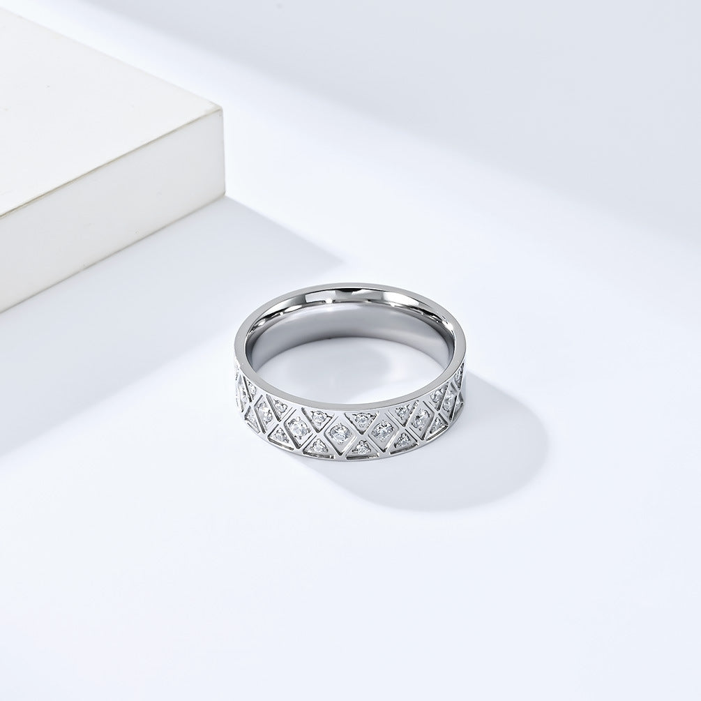 Cross-Border European and American Titanium Steel Zircon Ring