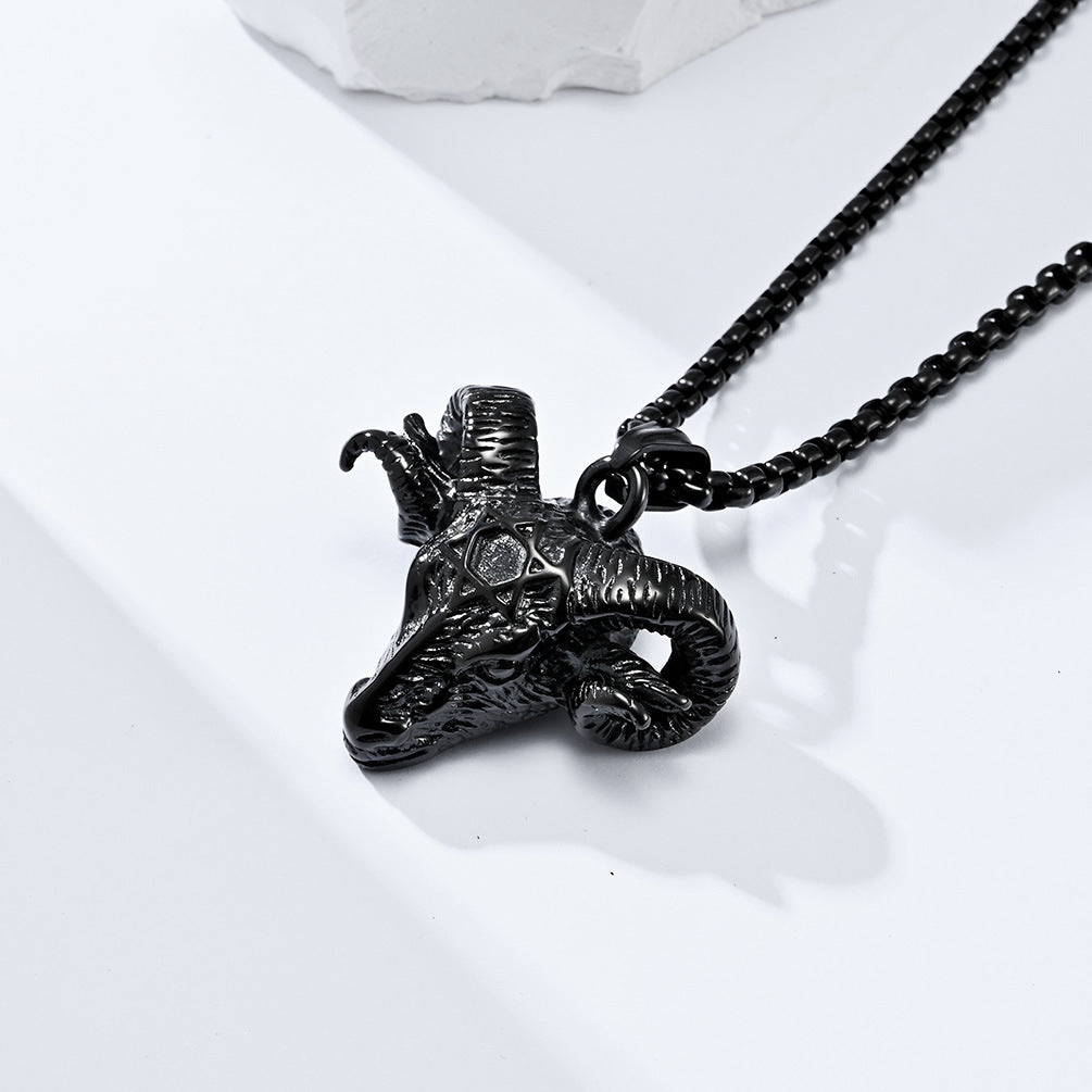 Cross-Border European and American Retro Goat Head Necklace