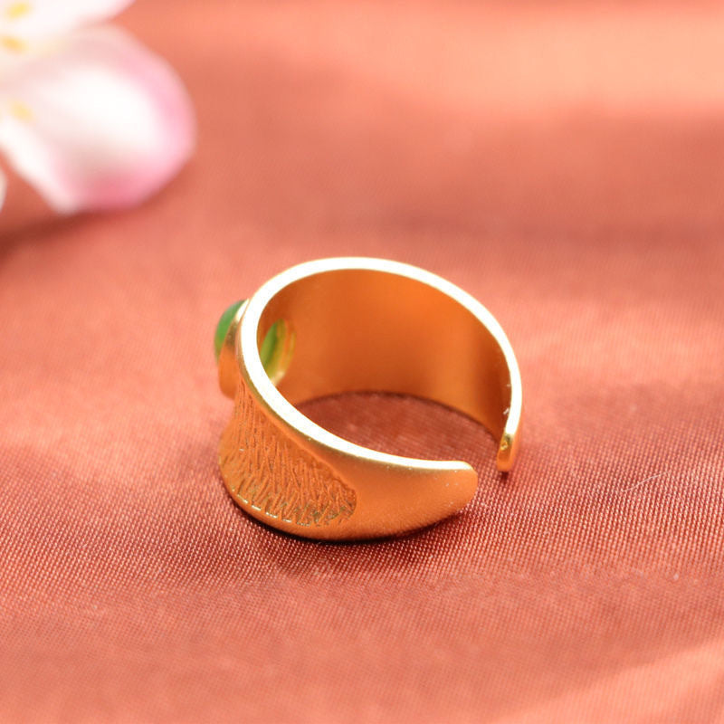 Hetian Jasper Signet-Style Ring