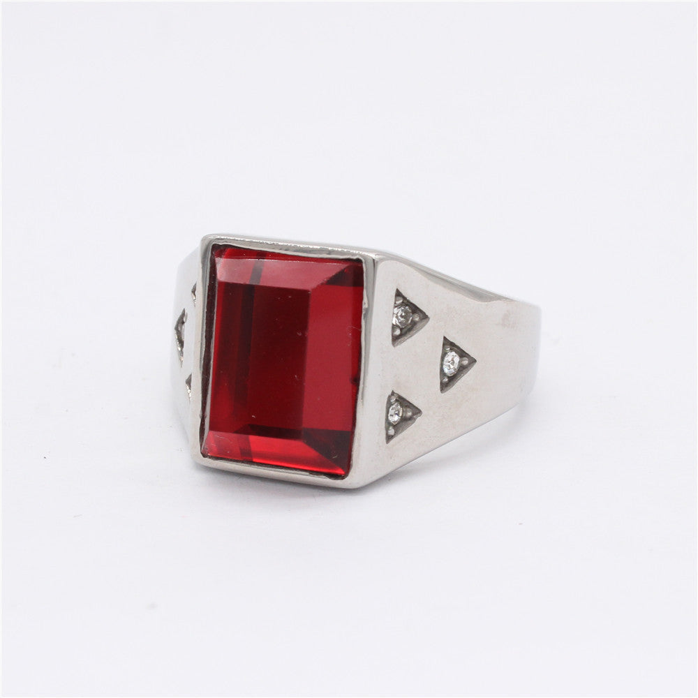 Unisex Titanium Steel Ring With Color Stone Protection Statement Planderful Everyday Genie Collection