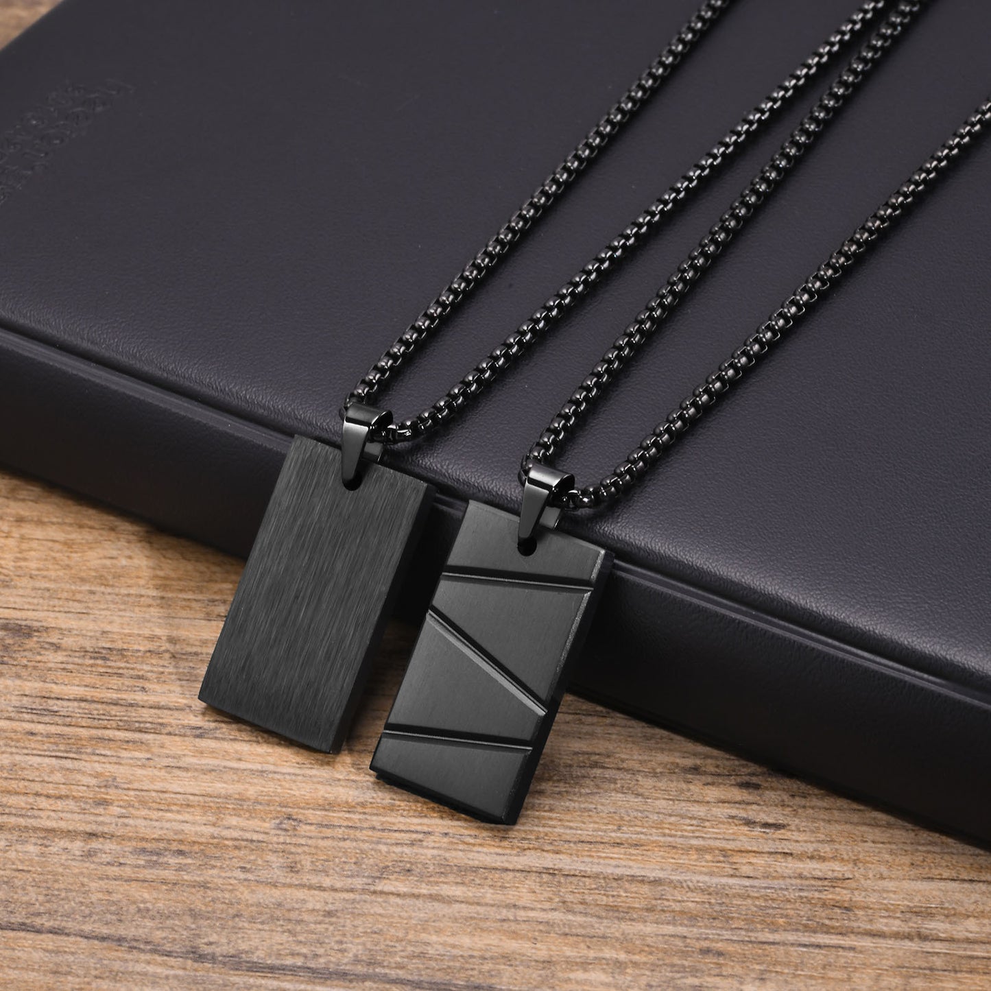Titanium Steel Geometric Pendant Necklace for Men Engrave
