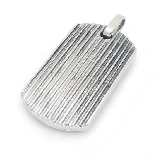 Vertical Stripe Texture Military Brand Pendant Punk Style Heavy Industry Simple Men's Stainless Necklace