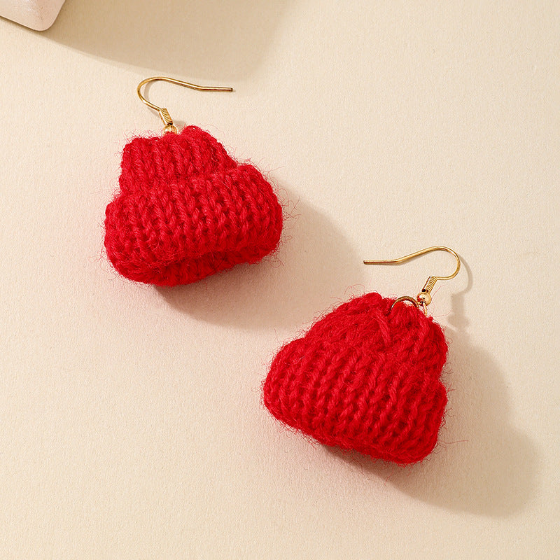 Planderful Vienna Verve Earrings – Unique Hand-Woven Red Wool Design