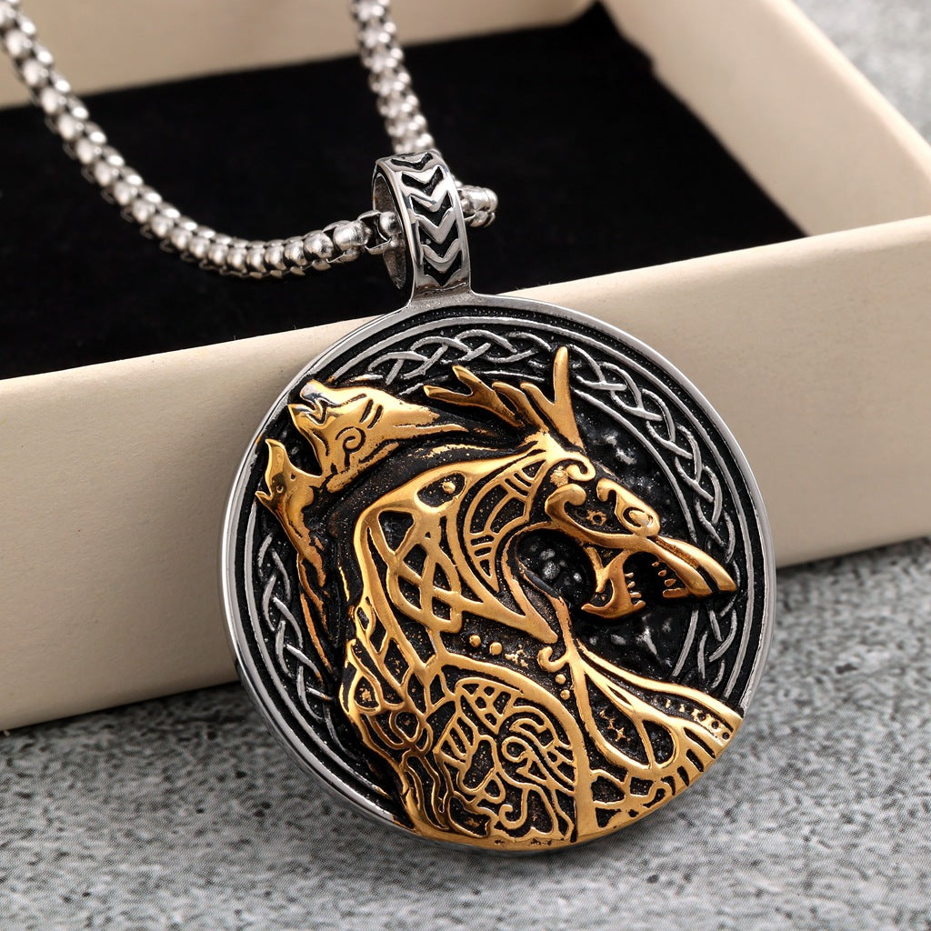 Punk Wolf Stainless Steel Men's Pendant Necklace