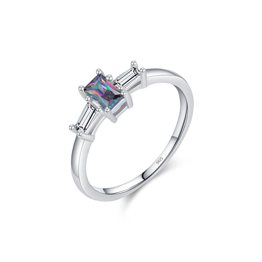 925 Sterling Silver Colorful Zircon Crystal Ring