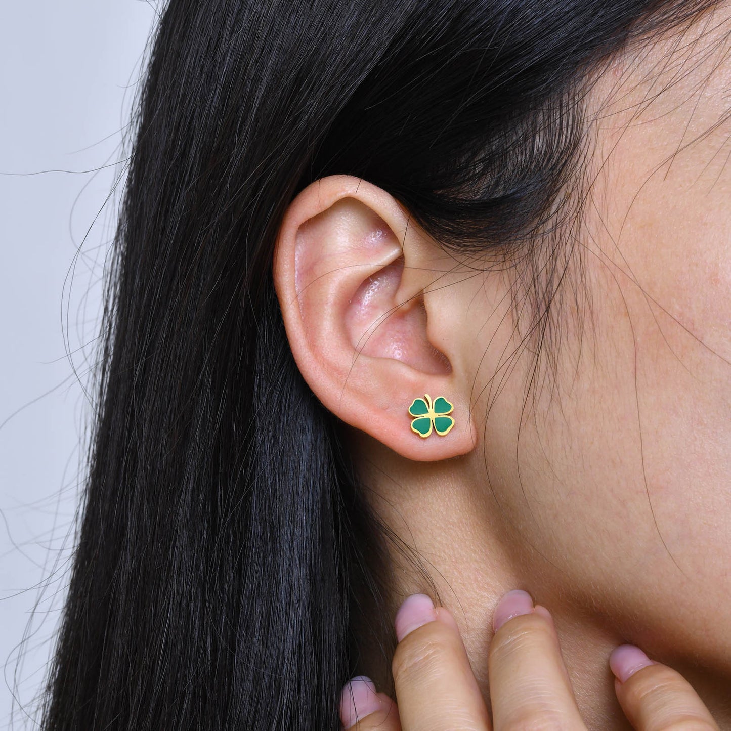 Stainless Steel Fashionable Fresh Epoxy Watermelon Clover Earrings