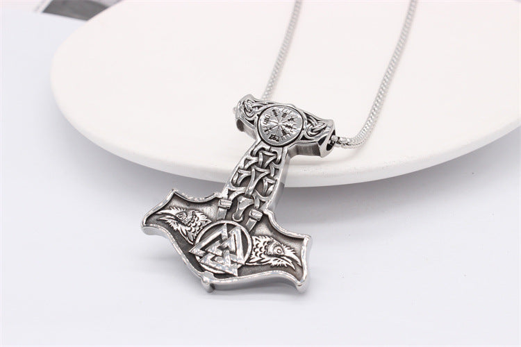 Planderful Thor Hammer Pendant Mjolnir Titanium Steel Unisex Protection Statement Jewelry For Men And Women