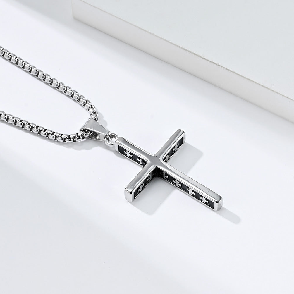 Amazon European and American Style Stainless Steel Cross Necklace Pendant for Men