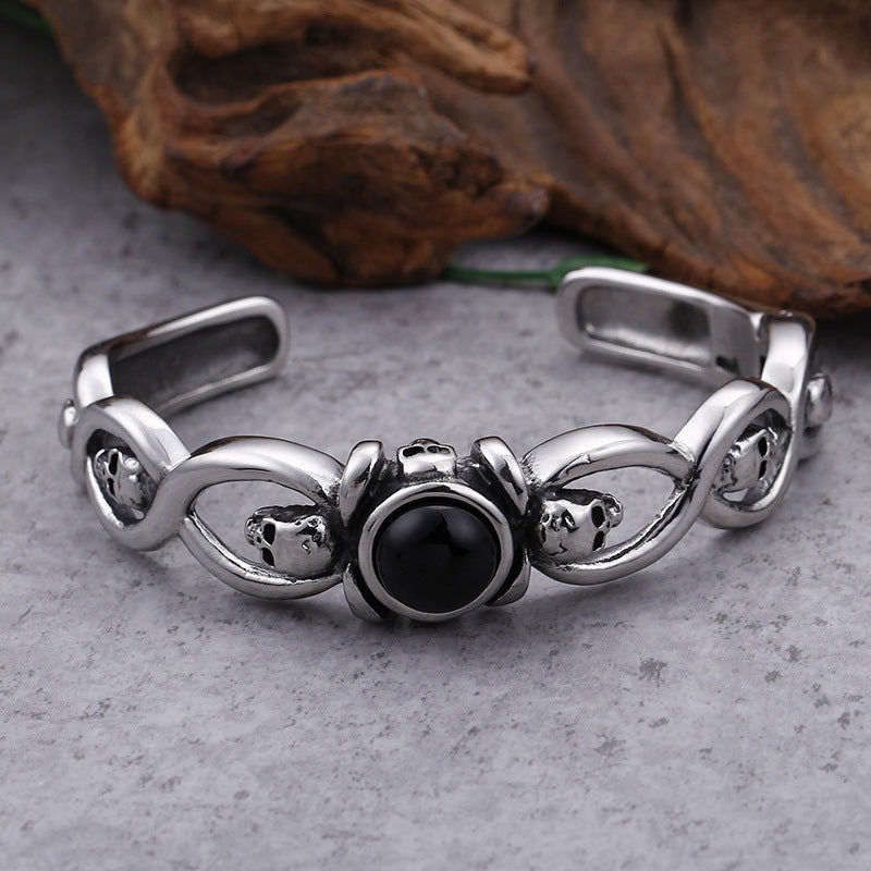 Titanium Steel Skull Men's Open Bracelet Men's