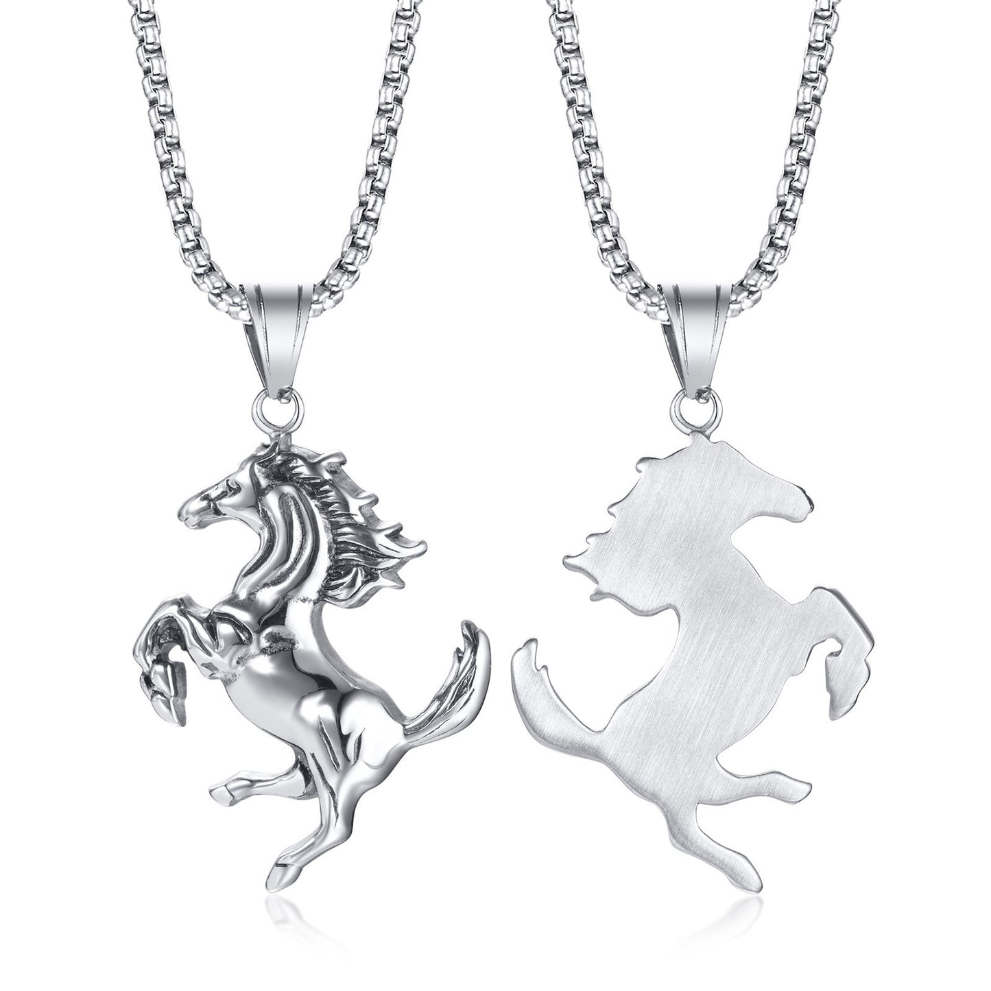 Stainless Steel Horse Pendant Steel Men's Necklace Jewelry