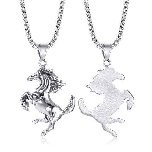 Stainless Steel Horse Pendant Steel Men's Necklace Jewelry