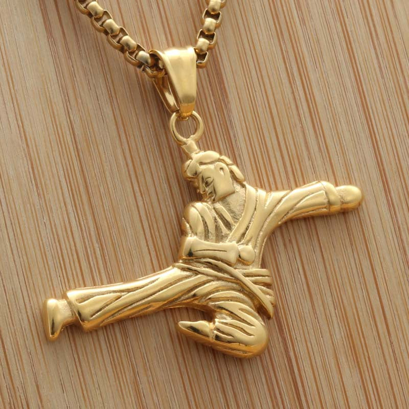 Titanium Steel Martial Arts Pendant - Trendy Punk Necklace for Men by Planderful