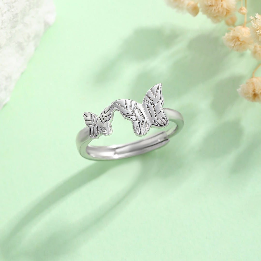 Planderful Sterling Silver Butterfly Ring For Women Adjustable Open Tail Design Elegant
