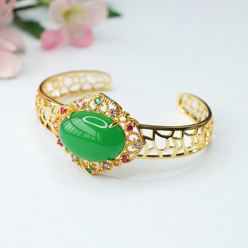 Retro Women's Golden Opening Agate Bracelet - Fortune's Favor Collection