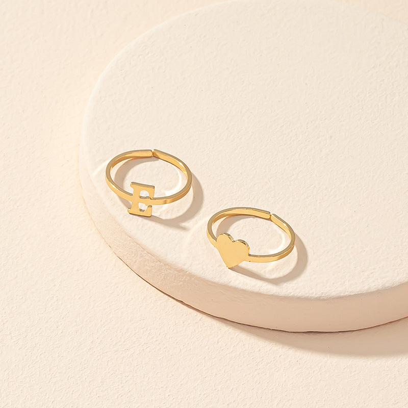 Love Letter Duo Ring Set: Trendy European and American Jewelry Piece