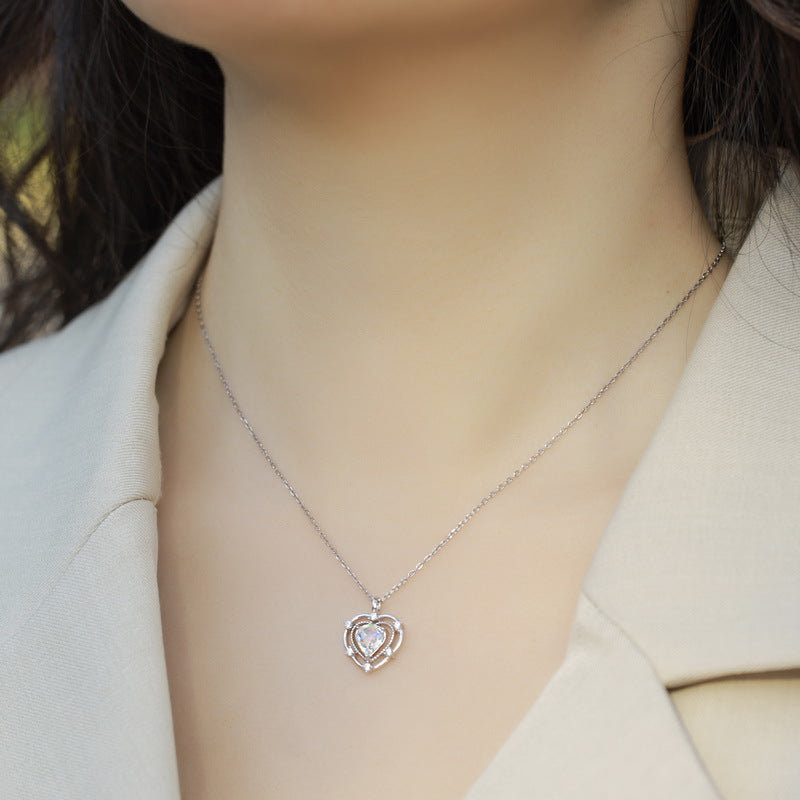 Planderful Everyday Genie Necklace – Hollow Inlaid Zircon Love Pendant Clavicle Chain