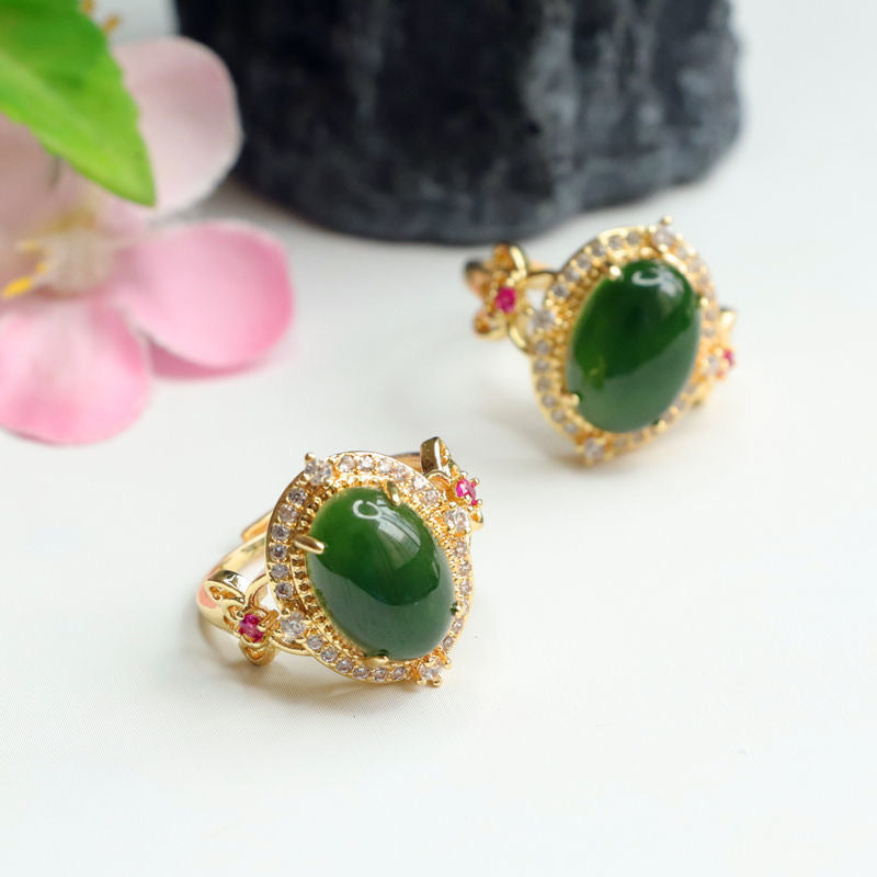 Hetian Jasper Statement Ring