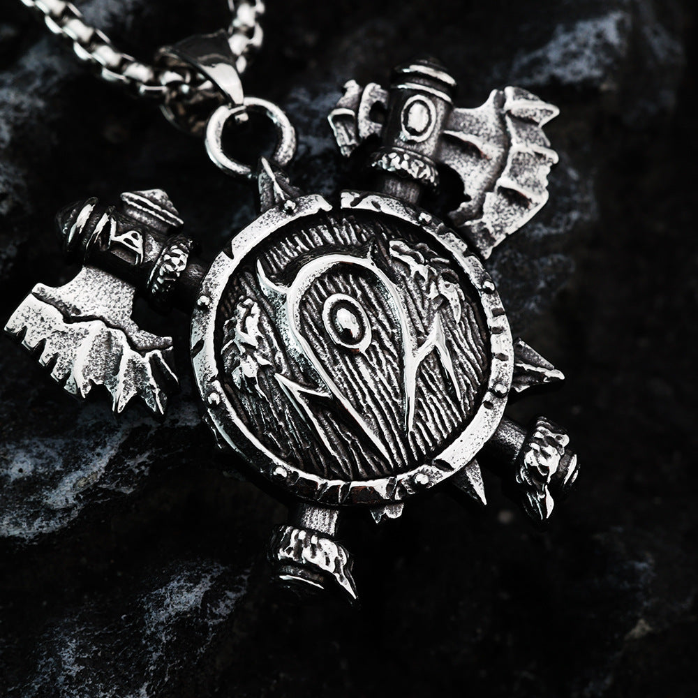 Nordic Vintage Men's Pendant Stainless Steel Viking Odin Shield