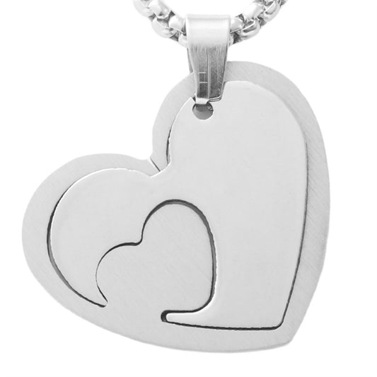 Trendy Men's Personalized Titanium Steel Heart Pendant Necklace - Retro Sequined Design