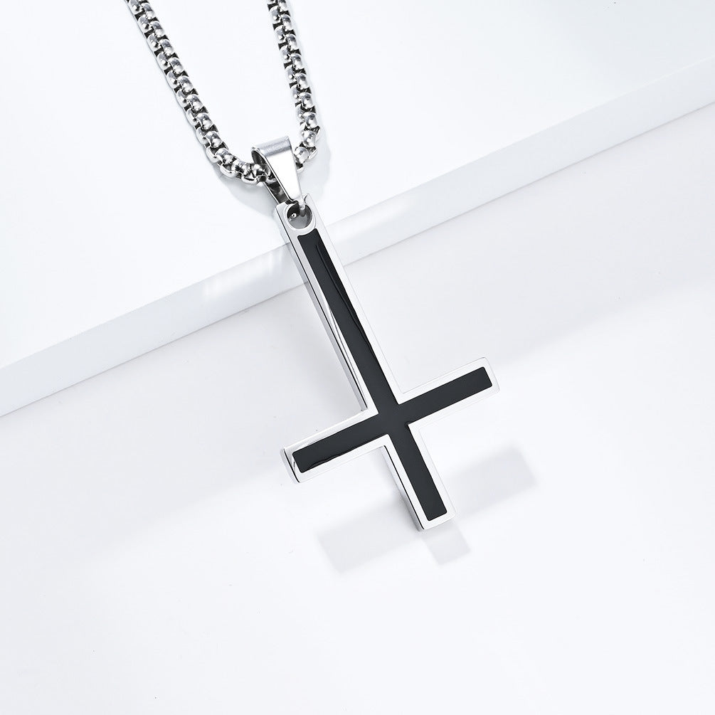 Steel Necklace – Vintage Inverted Cross Pendant