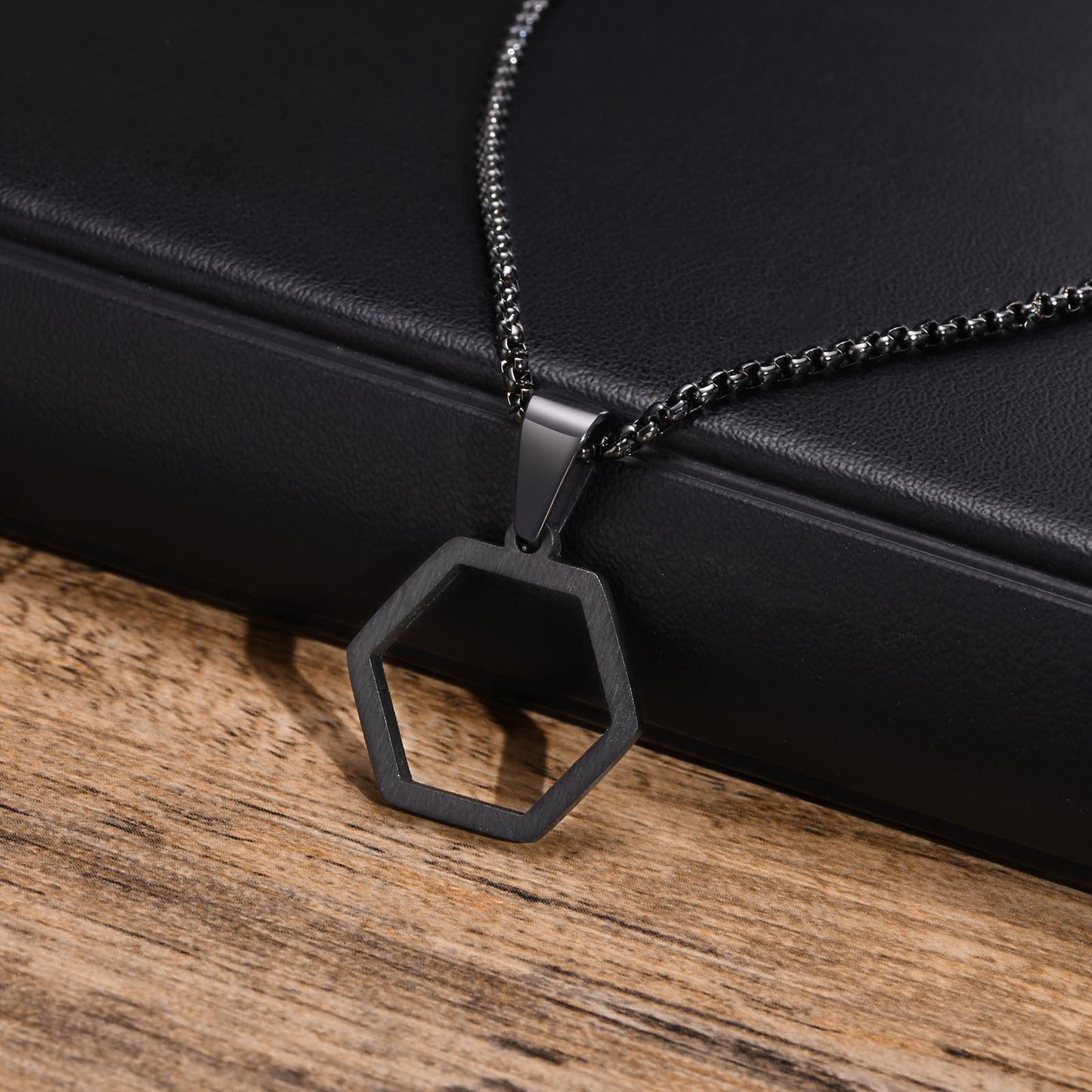 Boys Necklace Accessories Trendy Simple Pendant Hip Hop Geometric Hexagon Necklace