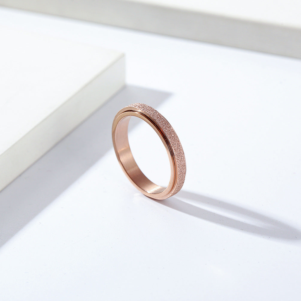 Planderful Unisex Pearl Sand Titanium Steel Rotating Ring For Men And Women Wedding Proposal Jewelry