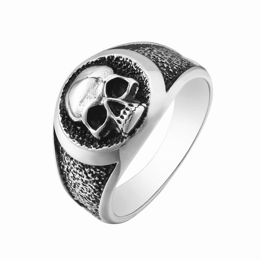 Planderful Jewelry Skull Ring For Men In Titanium Steel With Retro European American Style