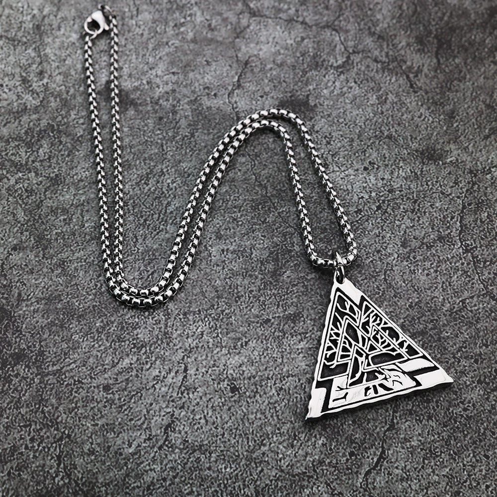 European And American Jewelry Wholesale Titanium Steel Men's Pendant Necklace Retro Viking Tree Of Life