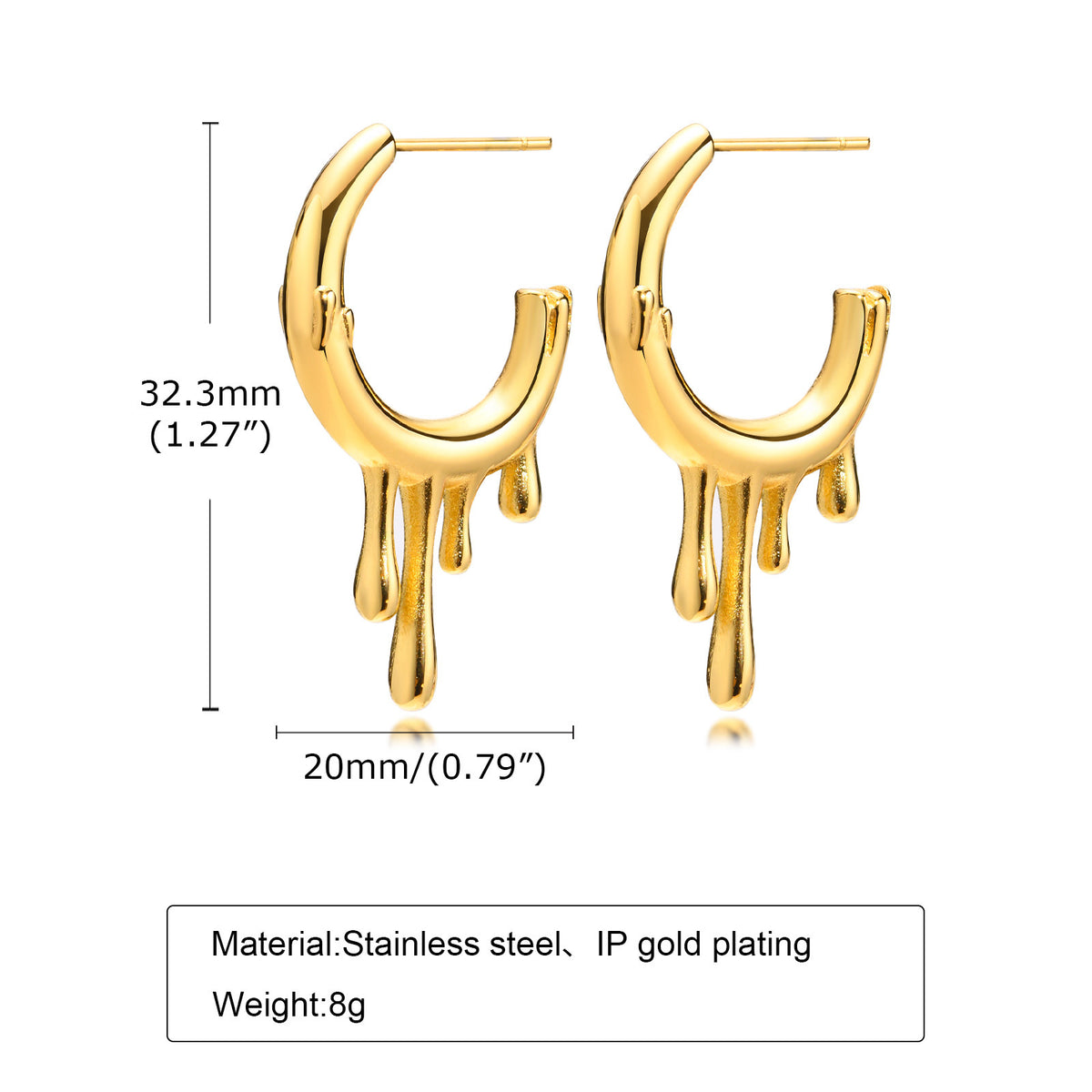 Two-Tone Molten Drip Hoop Earrings