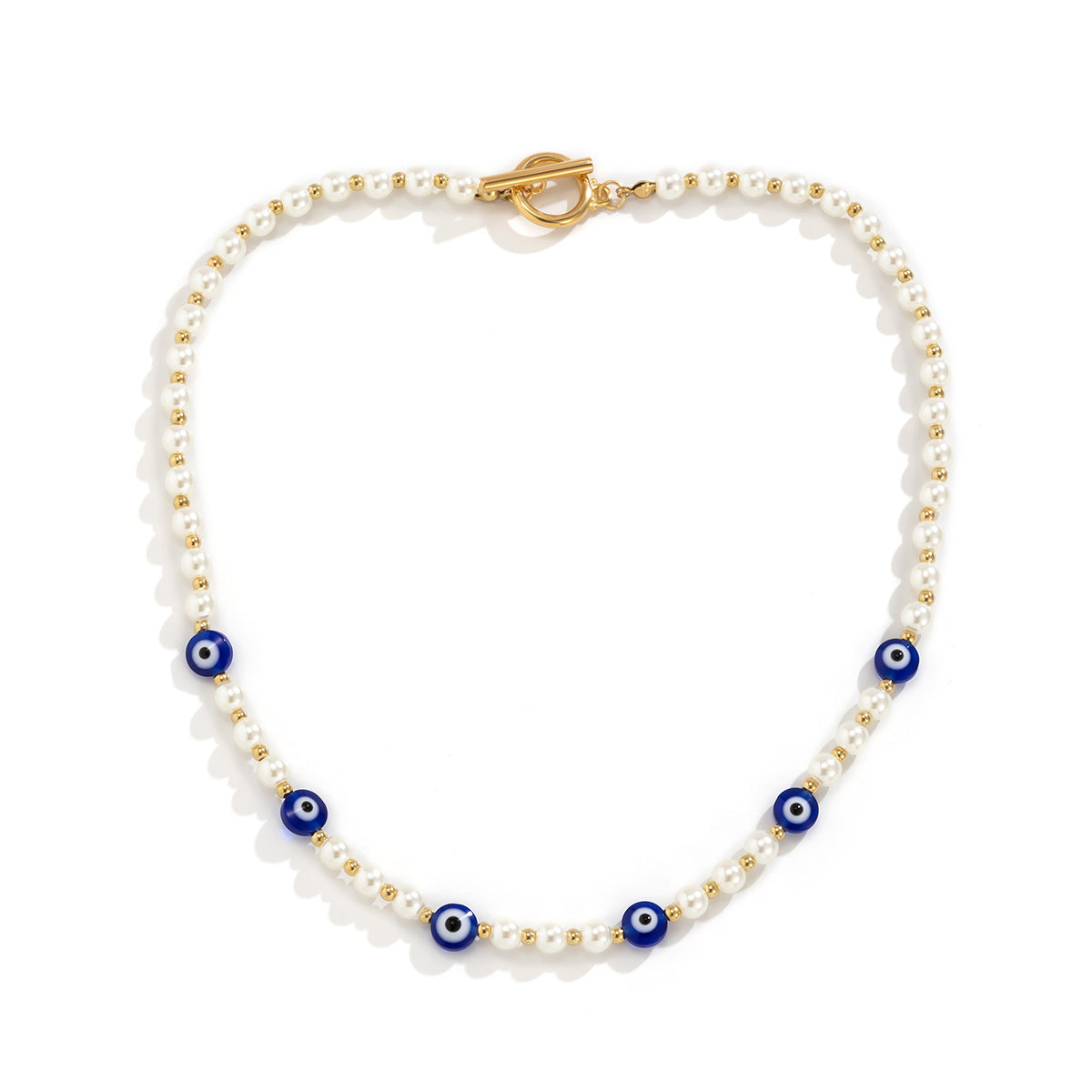 Planderful Vienna Verve Necklace For Women Punk Acrylic Eyes Imitation Pearl Geometric Single Layer Statement