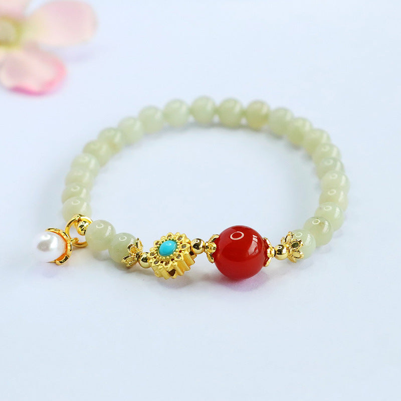 Hetian Jade & Red Agate Fortune Bracelet