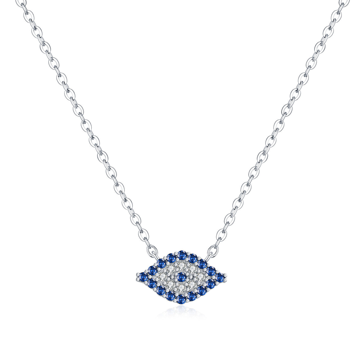 925 Sterling Silver Blue Geometric Necklace