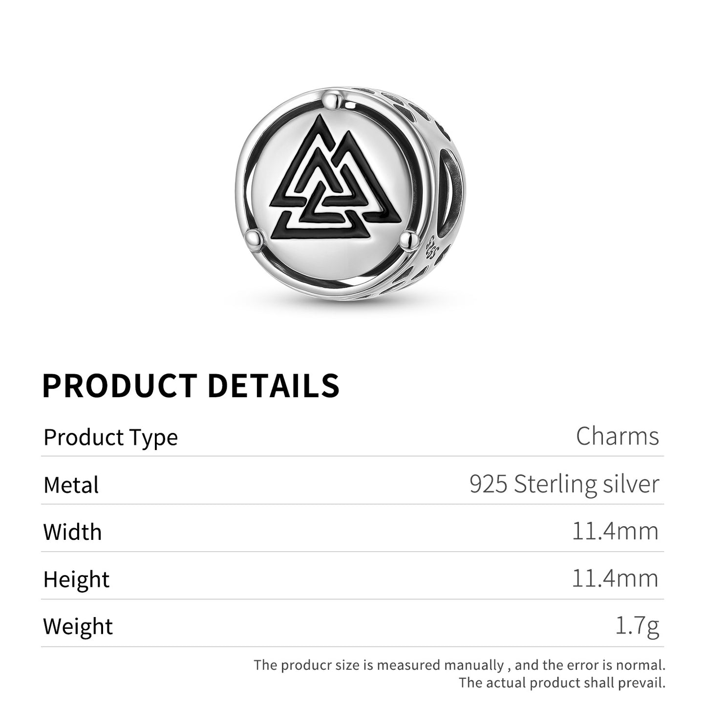 Planderful Jewelry Valknut Pendant Sterling Silver Beaded Bracelet Norse Legacy Collection