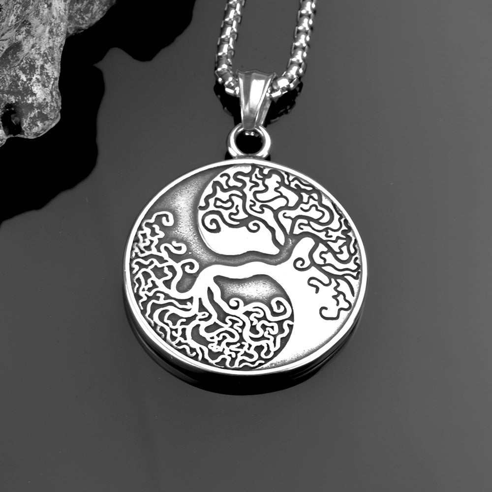 European And American Jewelry Stainless Steel Men's Pendant Necklace Retro Hip Hop Tree Of Life