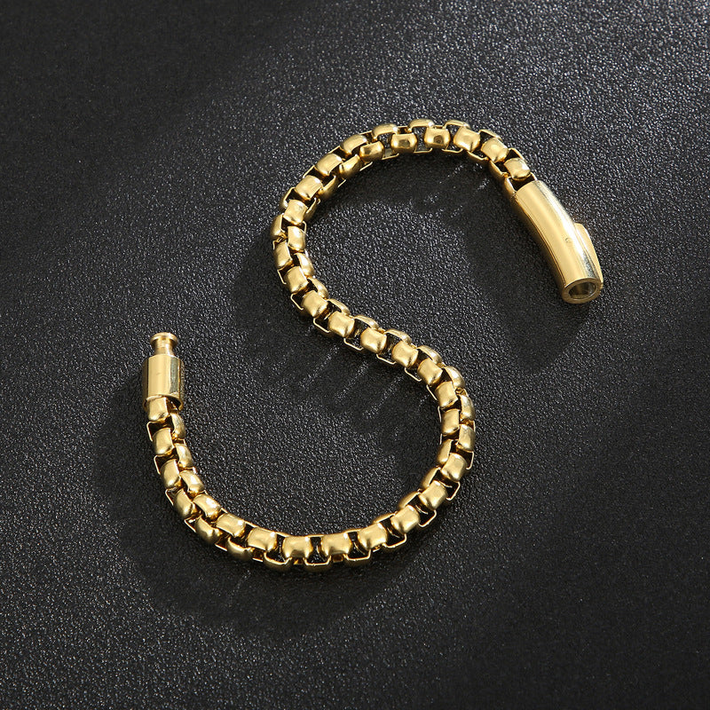 Planderful Square Pearl Bracelet Retro Magnetic Buckle Men