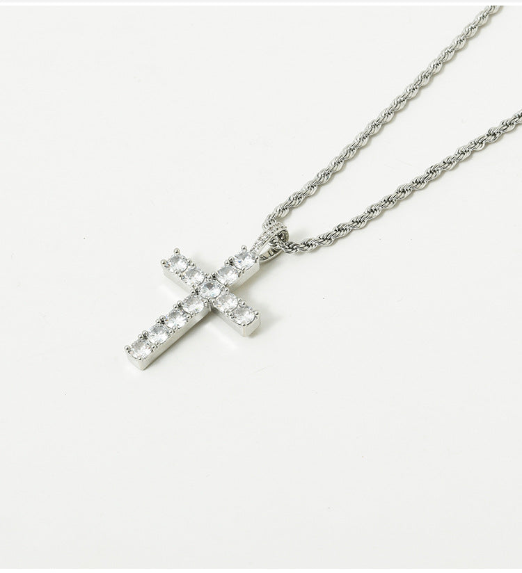 Zircon Cross Pendant Necklace