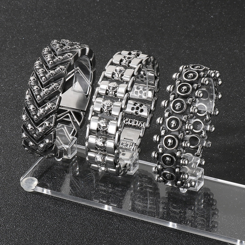 Planderful Everyday Genie Ghost Skull Titanium Men Bracelet