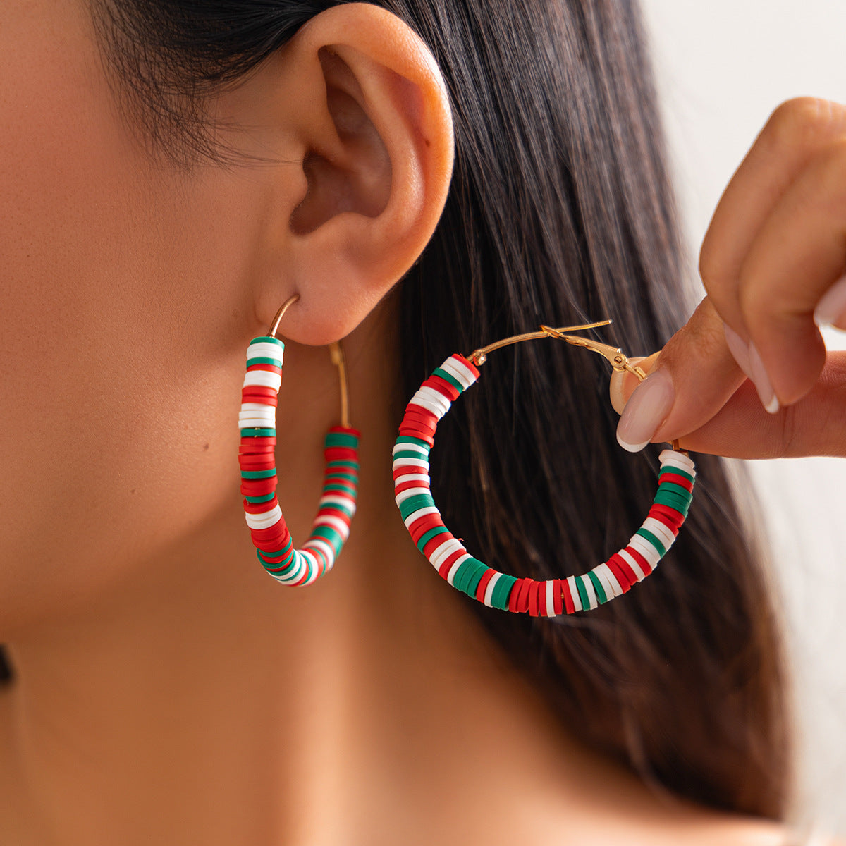 Planderful Christmas Ring Earrings Vienna Verve Santa Pendant For Women Contrasting Color Holiday Jewelry