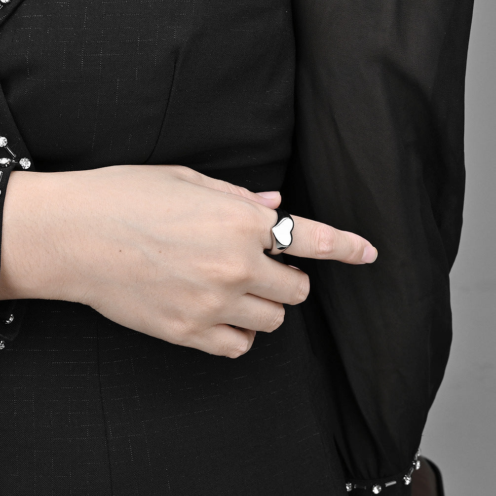 Titanium Steel Heart-Shaped Love Ring for Couples